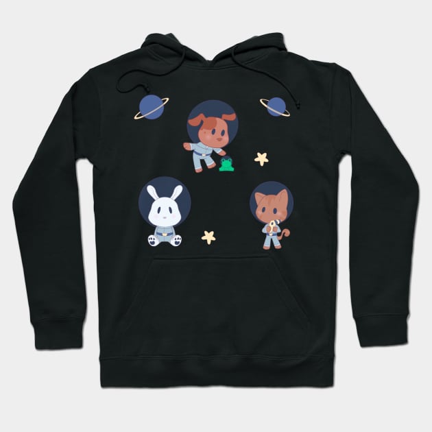Baby Astronaut Animals in Blue Space Suits Hoodie by Phoenix-InBlue